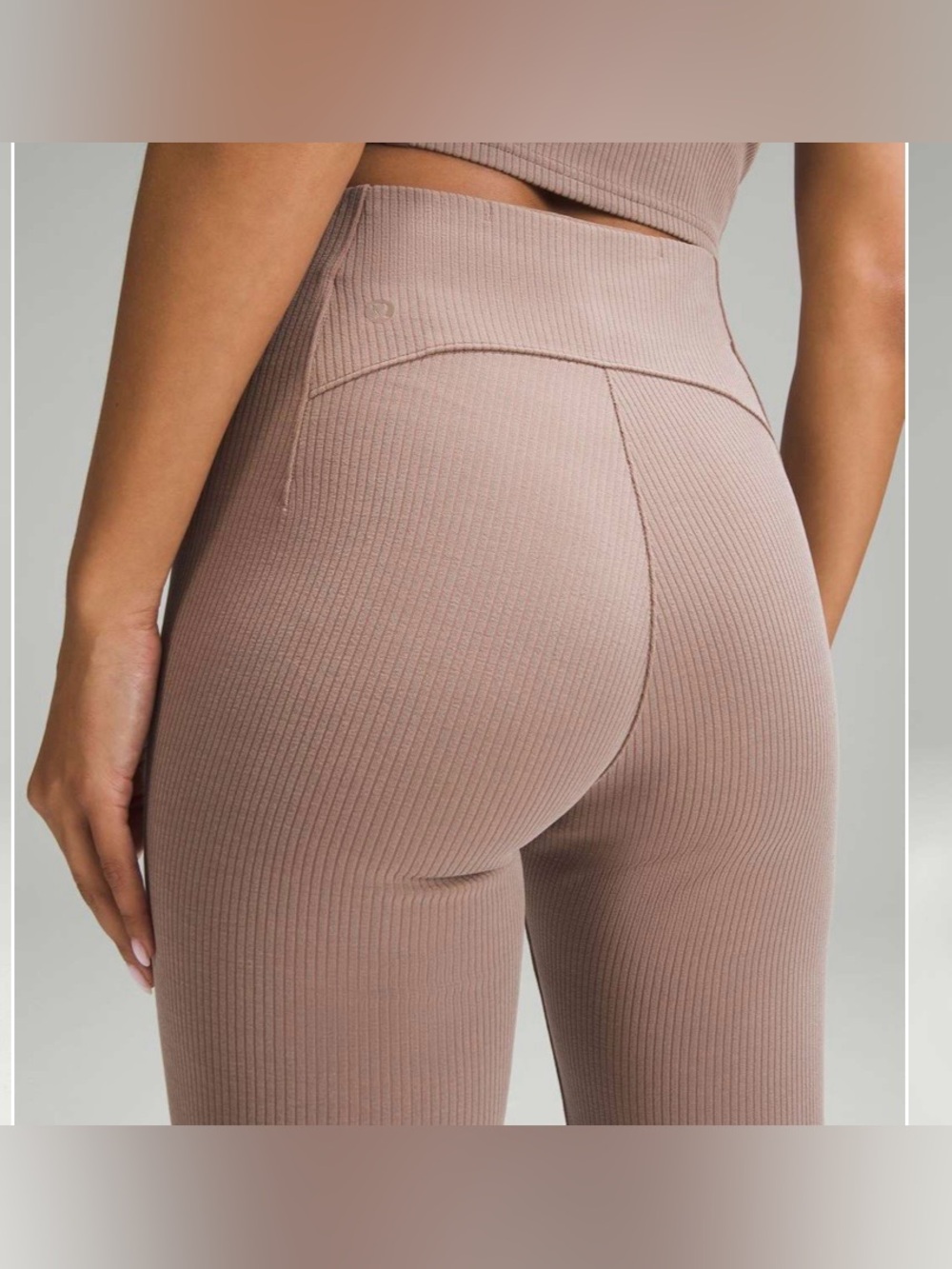 Lululemon Ribbed Softstreme Taupetastic Zip-Leg High-Rise Pants Women's Size 0